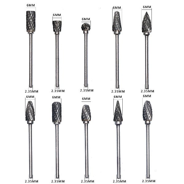 PHYHOO JEWELRY TOOLS-10 Pcs Tungsten Carbide Rotary Burrs Set