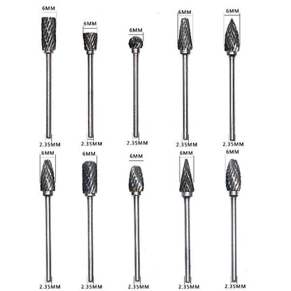 PHYHOO JEWELRY TOOLS-10 Pcs Tungsten Carbide Rotary Burrs Set