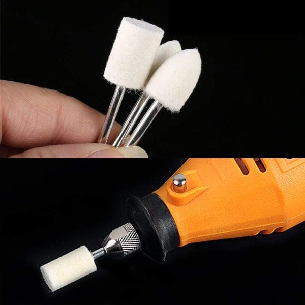 PHYHOO JEWELRY TOOLS-100pcs Multifunctional Wool Felt Mandrel Mounted Grinding Polishing Set