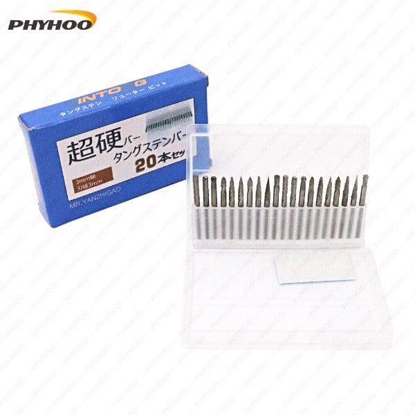 PHYHOO JEWELRY TOOLS-20Pcs Tungsten Steel Solid Carbide Rotary Diamond Burrs