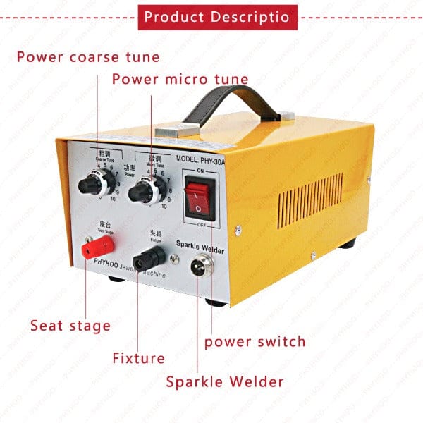 PHYHOO JEWELRY TOOLS-30A Pulse Sparkle Gold Silver Platinum Jewelry Spot Welding Machine