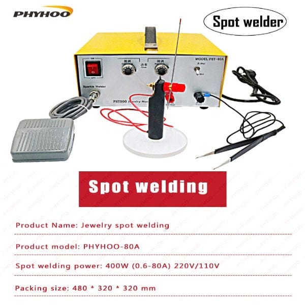 PHYHOO JEWELRY TOOLS-80A Adjustable Argon Pulse Jewelry Spot Welding Machine