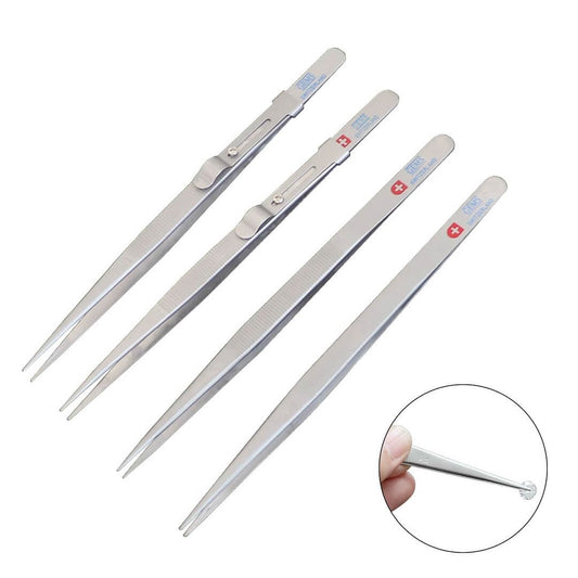 PHYHOO JEWELRY TOOLS-Anti-Slip Pointed With Lock Groove Diamond Tweezers