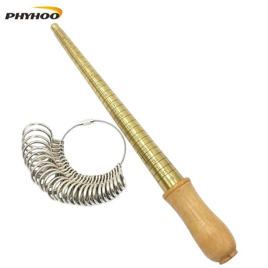 PHYHOO JEWELRY TOOLS-Copper Ring Sizer Finger Gauge Sizers Ring Sizing Stick Mandrel Kit