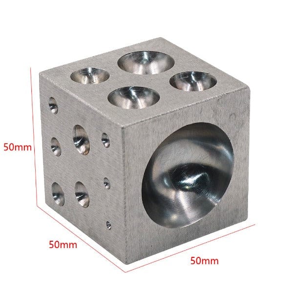 PHYHOO JEWELRY TOOLS-Dapping Block Square with Polished High Carbon Steel Cavities Bell Making Punching Tools