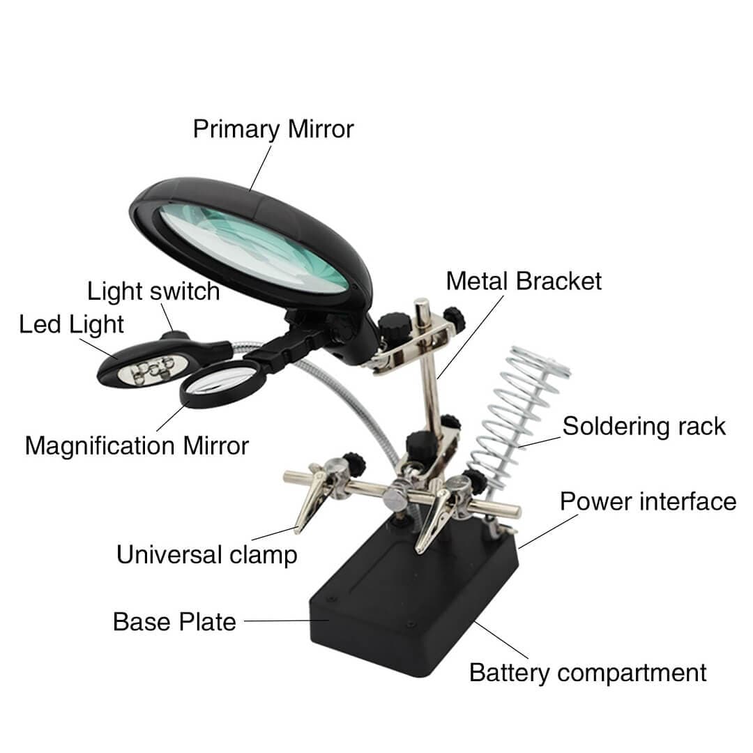 PHYHOO JEWELRY TOOLS-Desktop LED Light Welding Magnifier