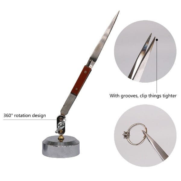 PHYHOO JEWELRY TOOLS-Multi-directional rotation Welding auxiliary clip CrossLock Tweezer