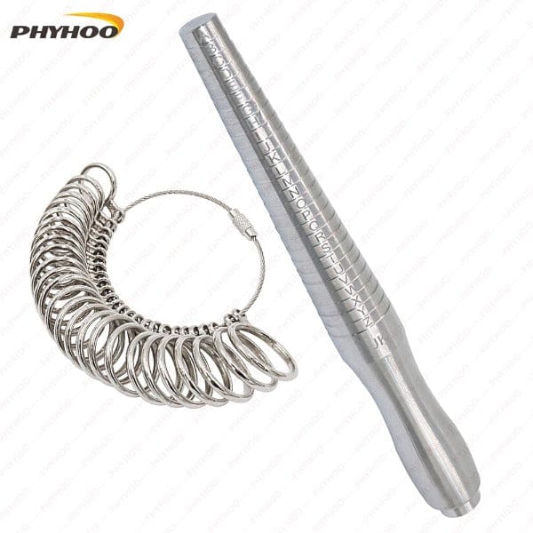 PHYHOO JEWELRY TOOLS-PHYHOO Metal UK Ring Sizer Mandrel Finger Gauge Kit