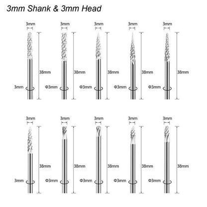 PHYHOO JEWELRY TOOLS-Tungsten Steel Solid Carbide Rotary Burrs